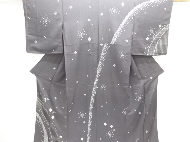 JAPANESE KIMONO / HOMONGI / SILK / EMBROIDERY / SHIBORI / RHOMBUS & ABSTRACT PATTERN